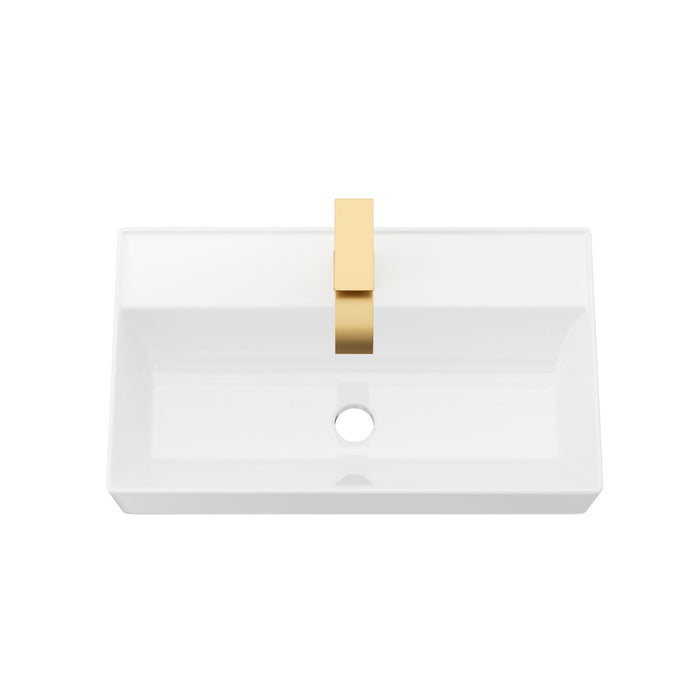 Wall Mounted Rectangular Bathroom Sink With Towel Bar