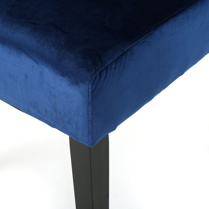 Elegant George Hi Back Dining Chair (Set of 2) With Tufted Velvet - Navy Blue