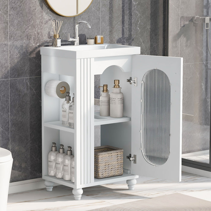 Modern Bathroom Vanity With Sink, Adjustable 2 Tier Shelf