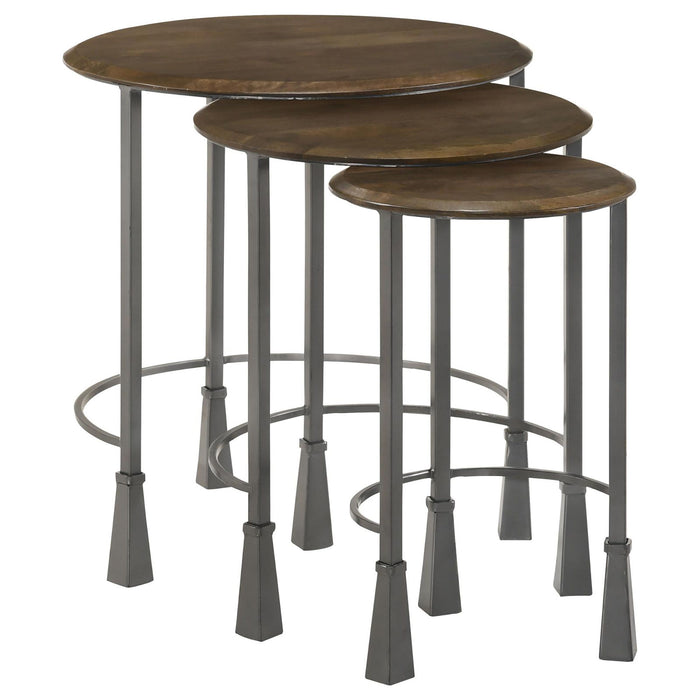 3 Piece Nesting Table Set - Brown