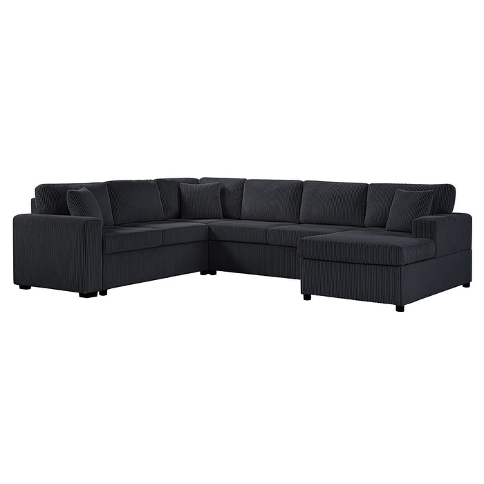 Oversized Sectional U-Shaped Sofa With Chaise Lounge And Three Soft Throw Pillows