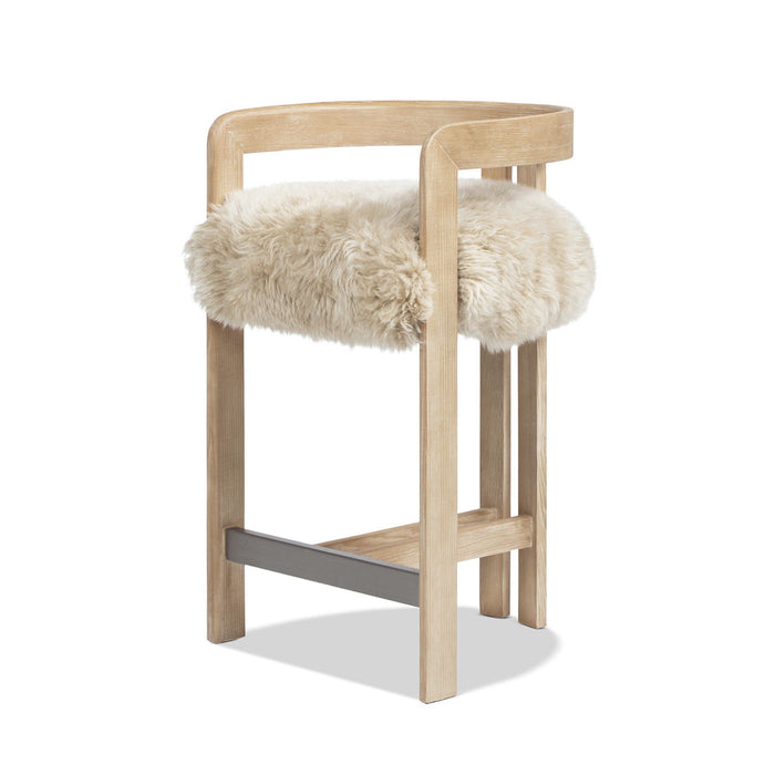 Millwick - Low Back Genuine Fur Counter Stool - Natural Blonde