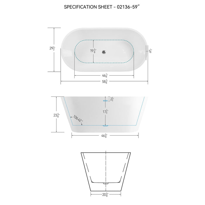 Freestanding Bathtub, Modern & Contemporary Design Soaking Tub With Toe-Tap Drain In Chrome And Classic Slotted Overflow