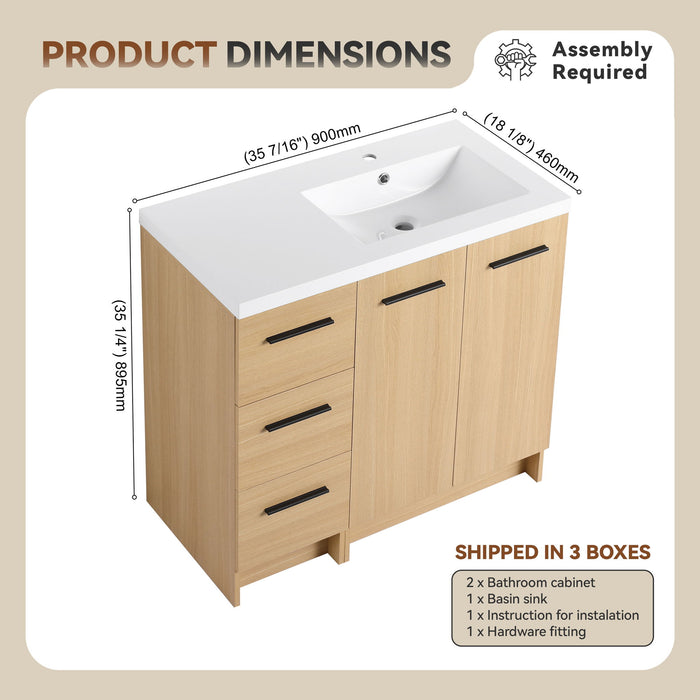 Wall Mounted Floating Bathroom Vanity With Sink, Door & Drawers Modular Cabinet