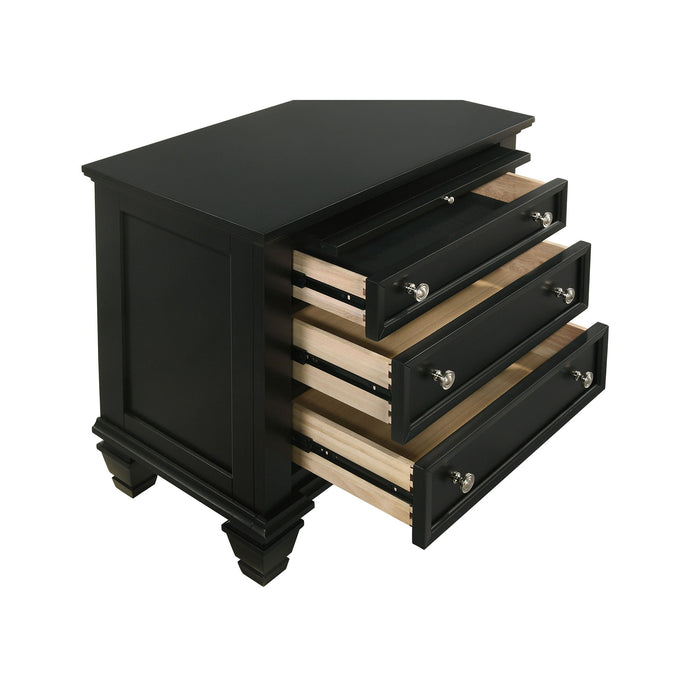 3 Drawer Nightstand With Pull Out Tray - Black