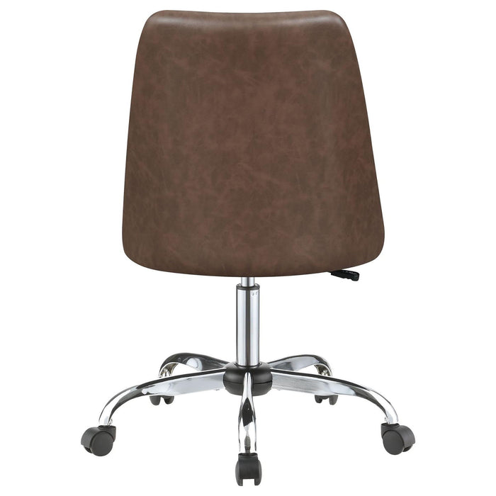 Adjustable Office Chair With Diamond Tufted Backrest Base - Brown