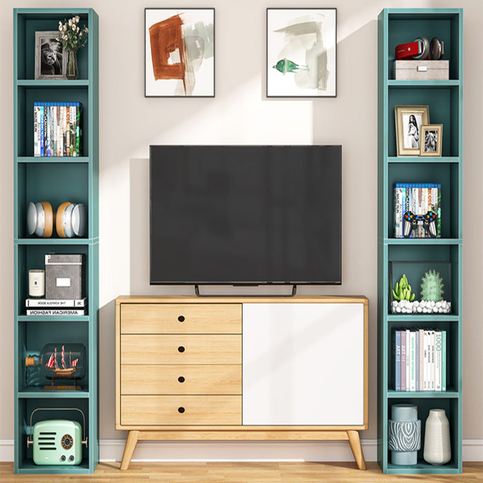 6 Tier Narrow Corner Cube Bookcase Storage, Freestanding Shelf With Open Cubes For Living Room