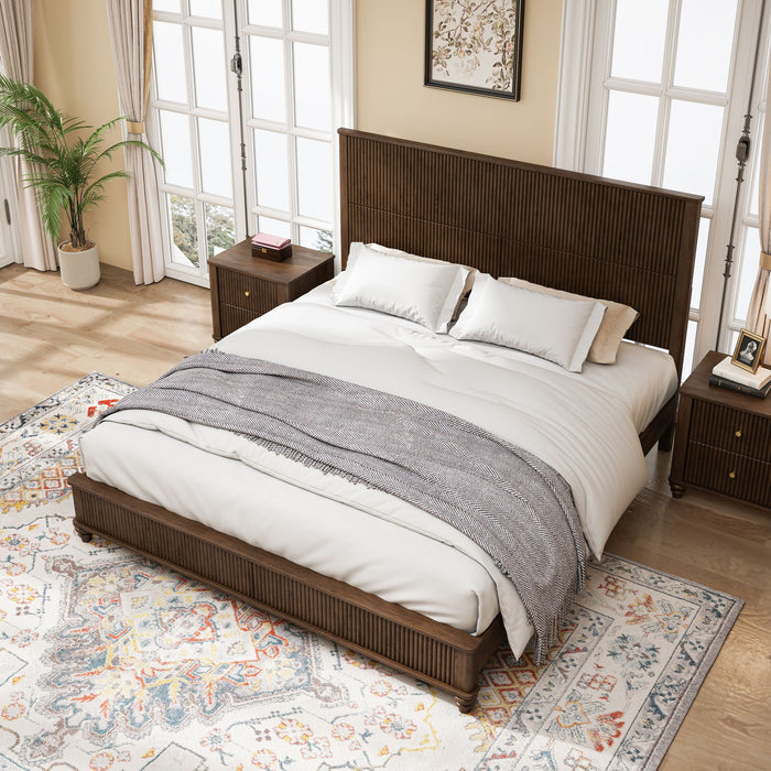 Platform Bed Frame With Tall Headboard