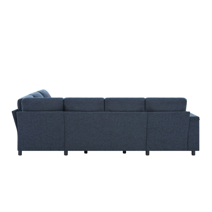 U - Shaped Convertible Sectional Sofa Bed With Storage, USB Charger & Cup Holders