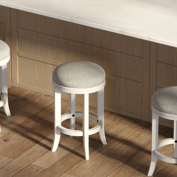 Backless Swivel Stool With Upholstered Seat