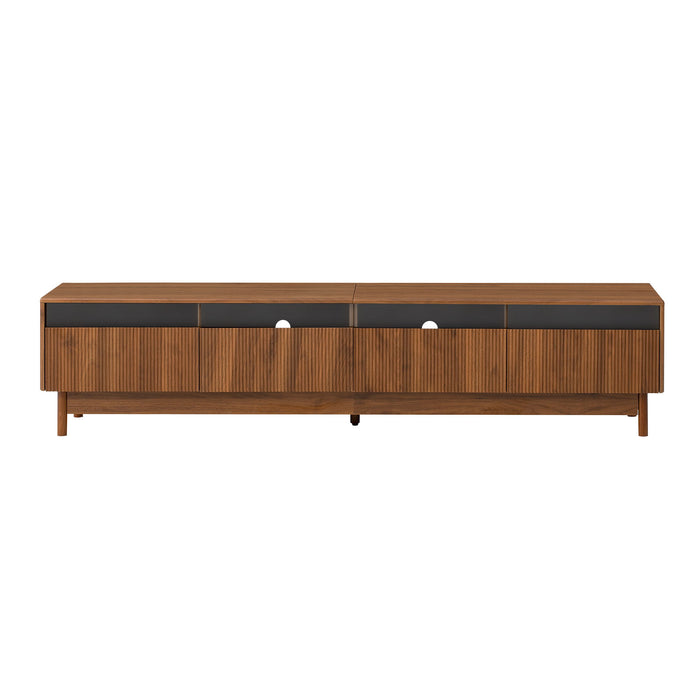 TV Stand, Entertainment Center With Fluted Drawers For Living Room - Walnut