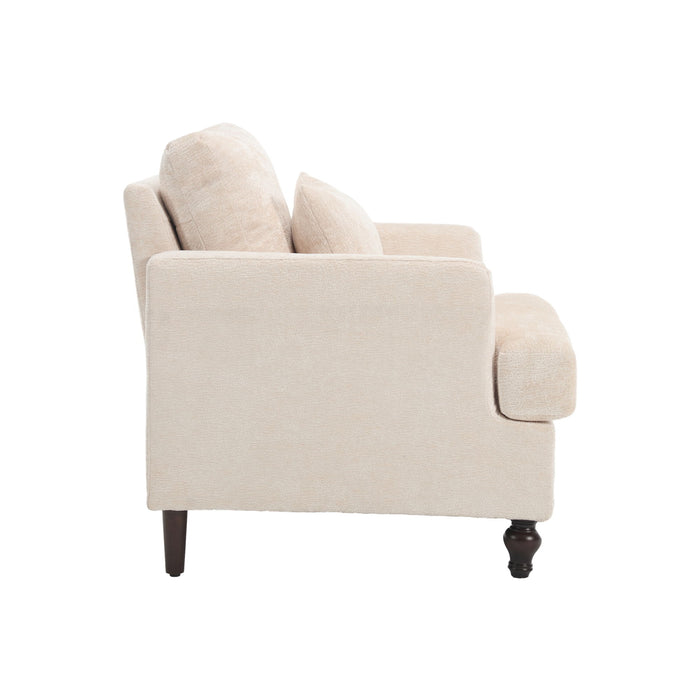 Modern Mid Century Wood Frame Armchair With Tufted Design
