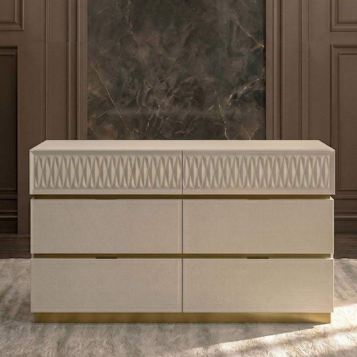 Stanley - 6 Drawer Dresser With Crocodile Texture (Mirror Not Included) - Gray