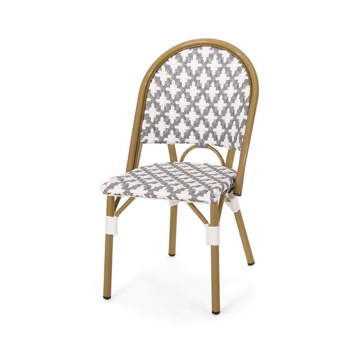 Chic French Bistro Chair With Durable Rattan And Aluminum Frame