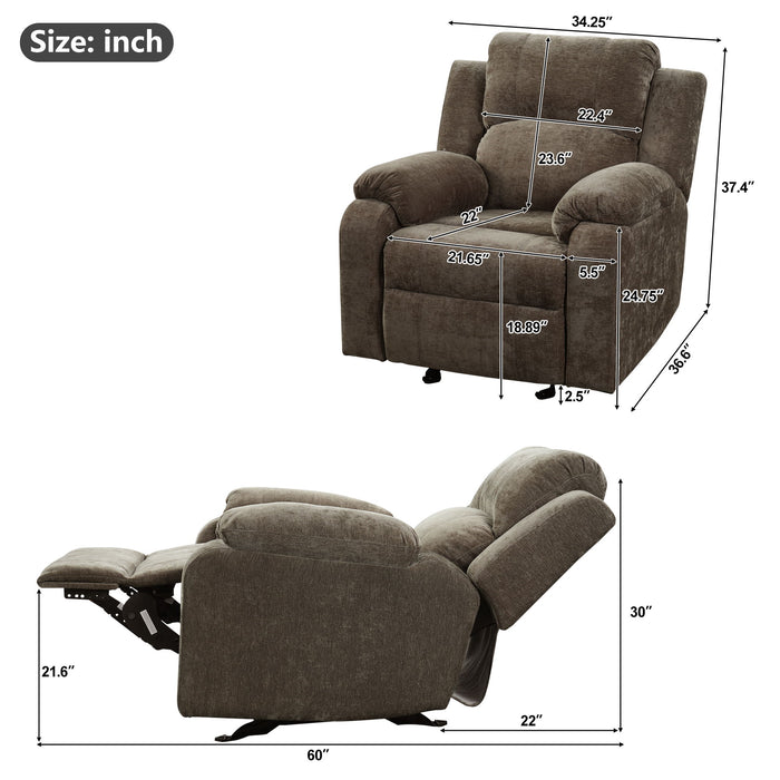 Upholstered Manual Recliner Chair With 3 Adjustable Backrest Positions