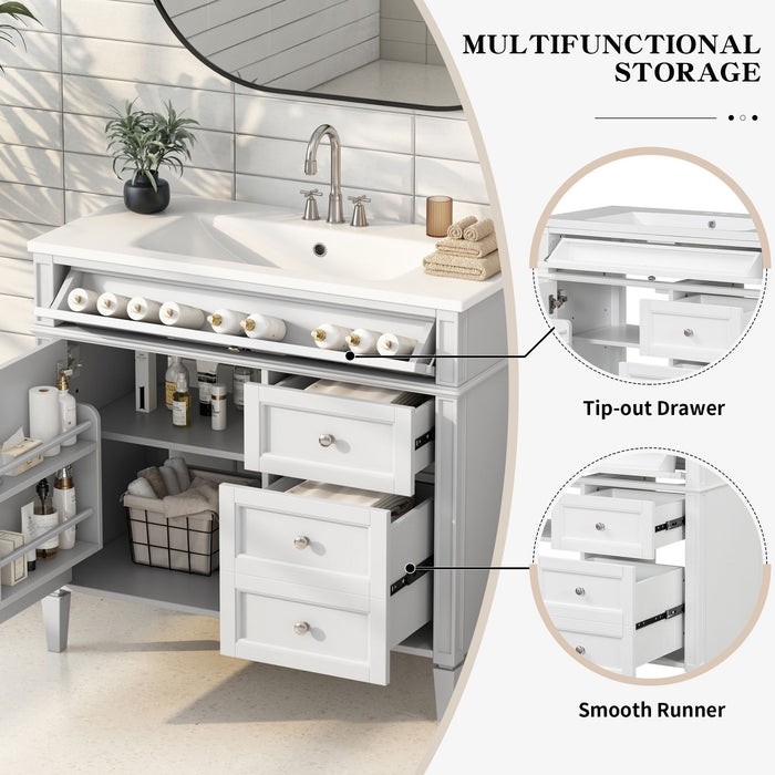 Bathroom Vanity & Top Sink, Modern Bathroom Storage Cabinet With 2 Drawers And A Tip-Out Drawer