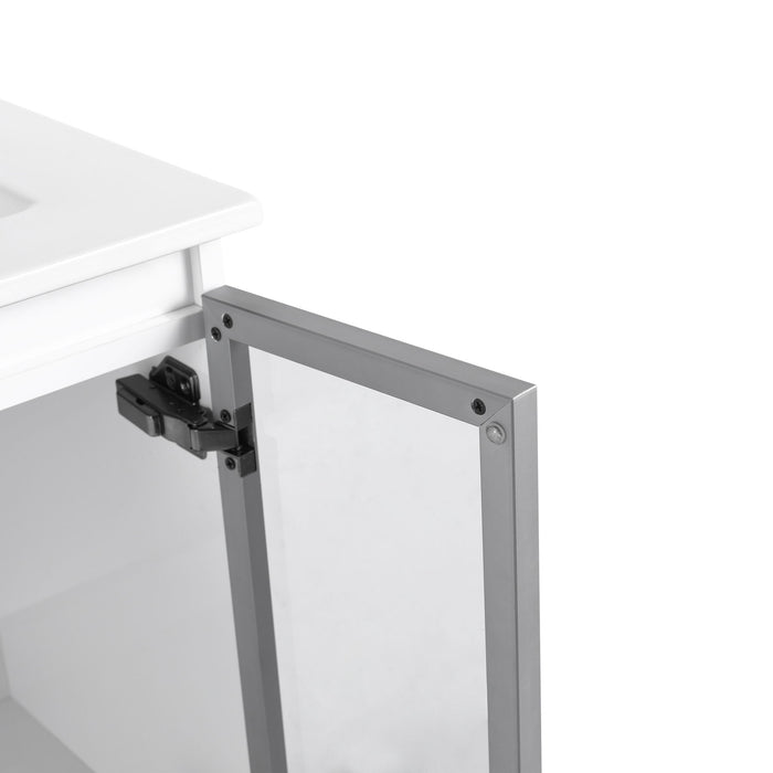 Wall Mounted Bathroom Vanity With Sink, 2 Soft Close Doors, Cabinet & Half Door