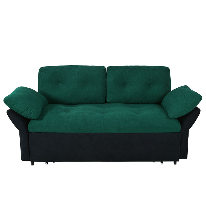 Modern Convertible Sleeper Sofa Bed With Pull-Out Queen Design, Side Storage & Thick Cushions