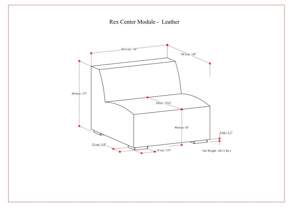 Rex - Center Sofa Module - Brown