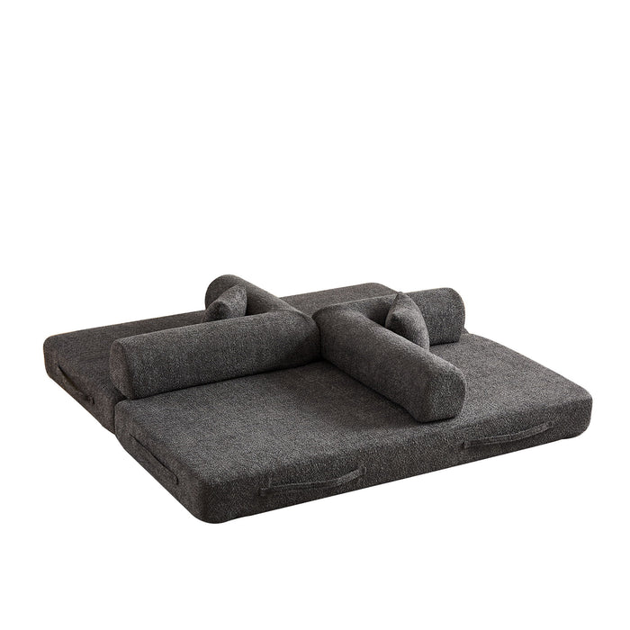 Convertible Sleeper Sofa Bed With Cylindrical Pillow
