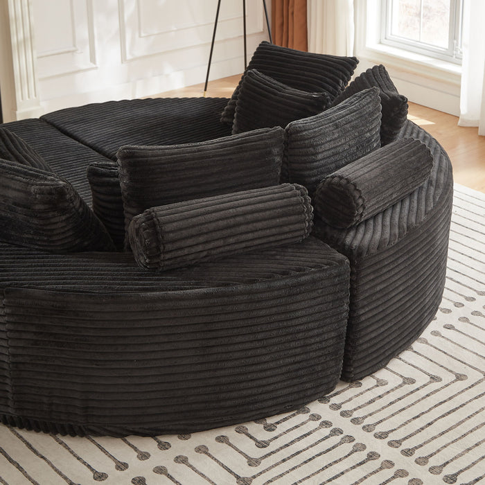 Round Oversized Sofa Bed With 5 Throw Pillows