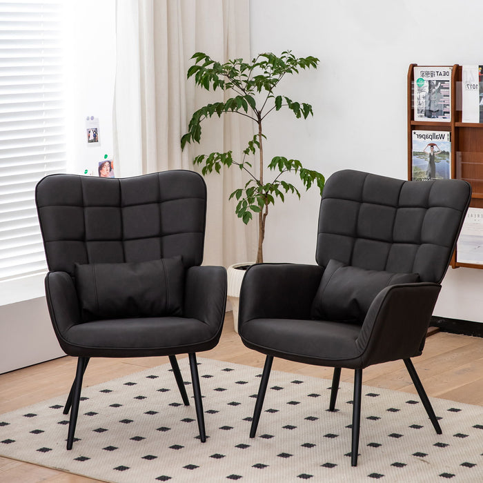 Modern Accent Arm Chair High Back With Metal Legs And Soft Padded