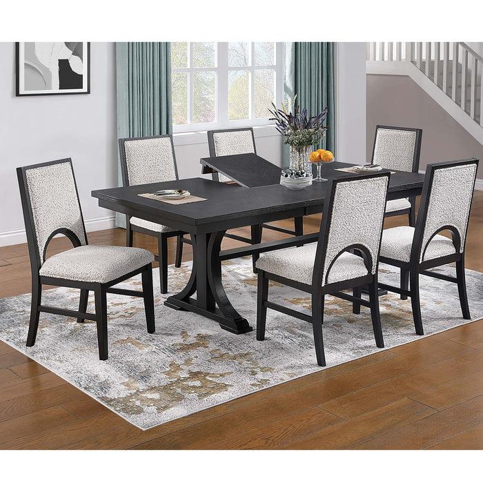Rectangle Dining Table With Butterfly Leaf, Trestle Base - Charcoal