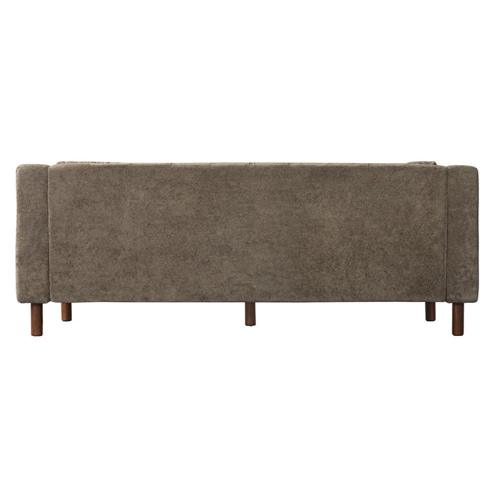 3 Seater Sofa With Square Arms, Tufted Pillow Back For Living Room