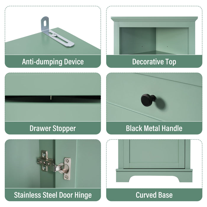 Tall Storage Cabinet With 3 Drawers And Adjustable Shelves For Bathroom