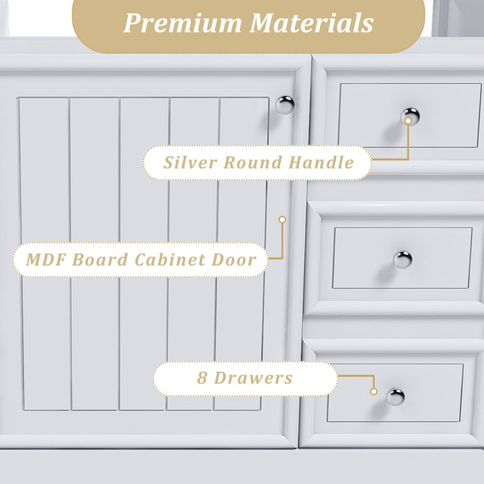 36" Bathroom Vanity With 1 Cabinet And 3 Drawers 1, Storage Solution - White