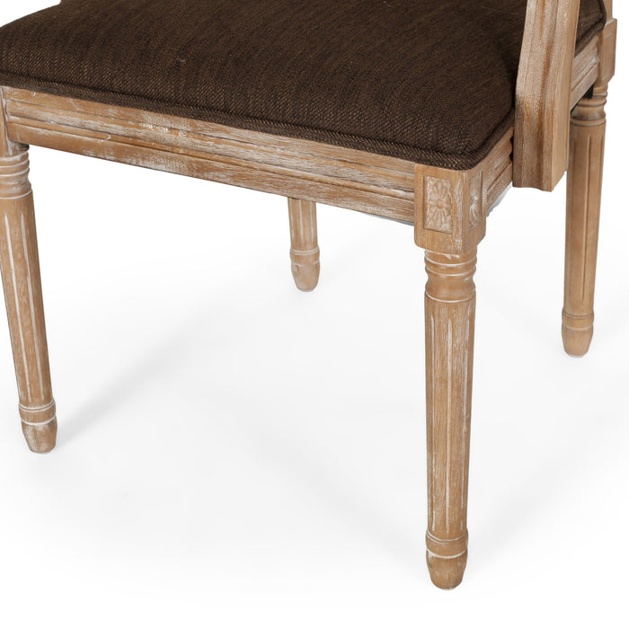 French Country Style Upholstered Dining Chair With Square Backrest