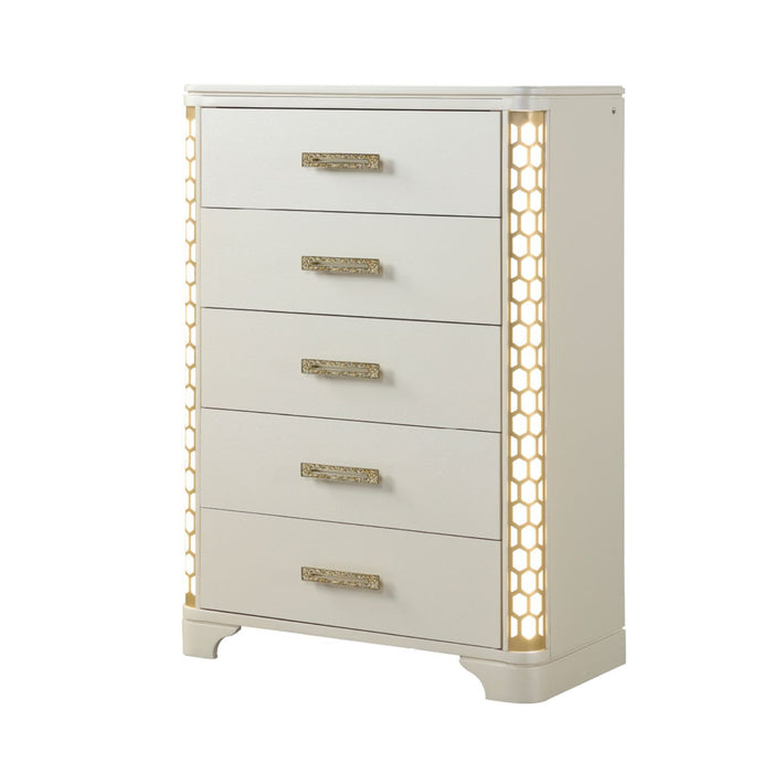 Jasmine - 5 Drawer Chest With Side LED Lightning - Beige