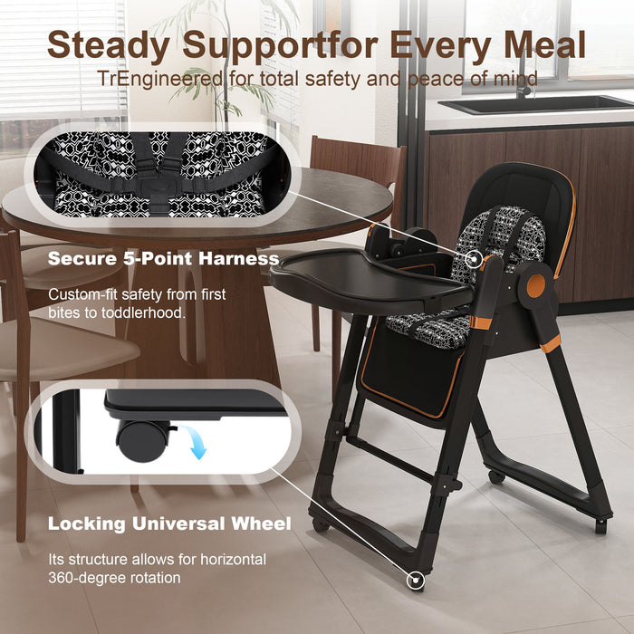 Convertible Baby High Chair To Rocker With 5 Point Harness