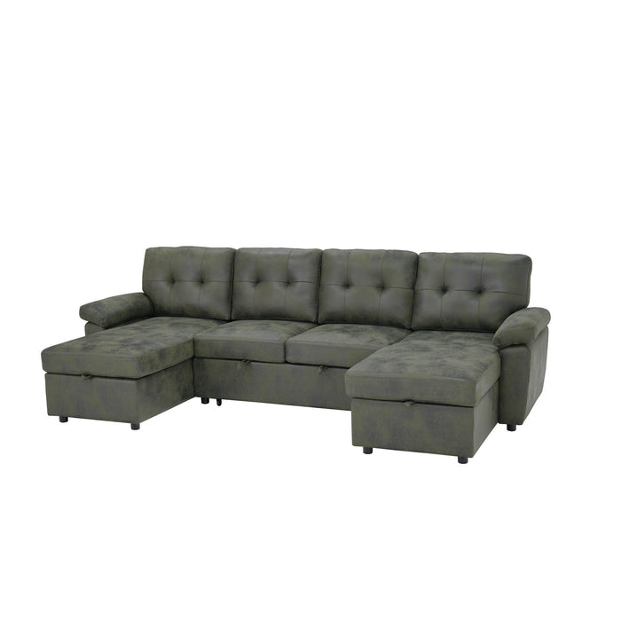 Convertible Sectional Sofa Bed With Pull Out Sleeper And Storage