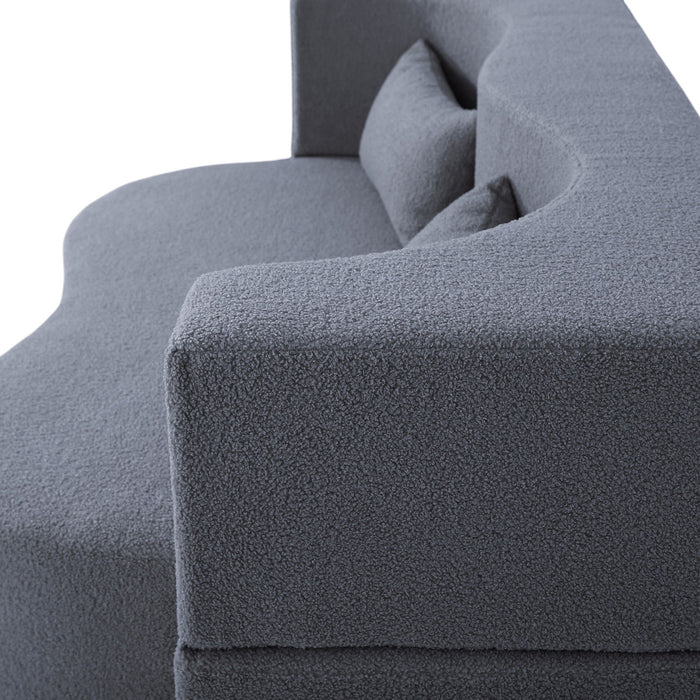 2 In 1 Convertible Full Size Folding Loveseat Couch With Soft Teddy Fabric