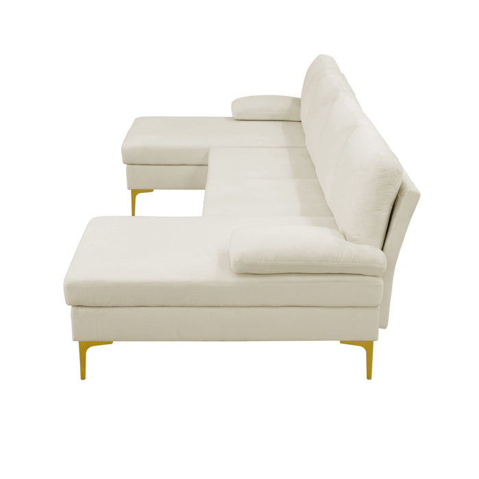 U - Shaped Sectional Sofa With Double Chaise