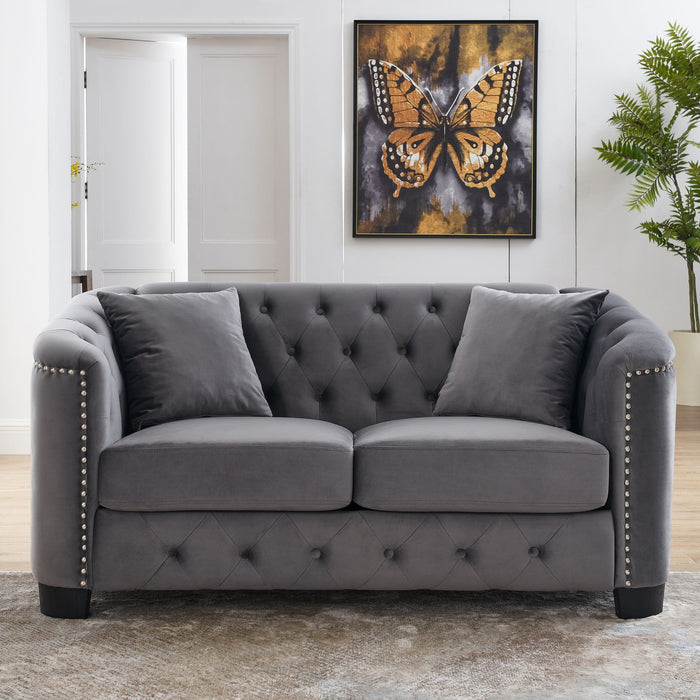 Modern Chesterfield Sofa With Tufted Backrest For Living Room