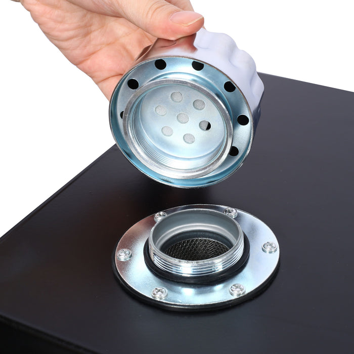 Heavy Duty Hydraulic Fluid Tank 10 Gal Steel Reservoir With Strainer, Gauge & Breather Cap For Tractors & Trucks - Black