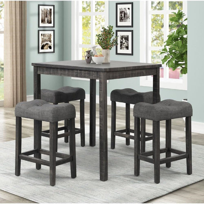 Transitional Counter Dining Set With 4 Tufted Stools