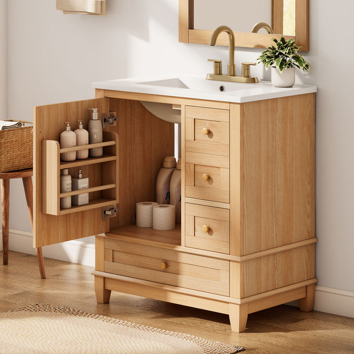 Freestanding Bathroom Vanity With Sink, Soft Close Doors & Drawers, Ample Storage - Wood