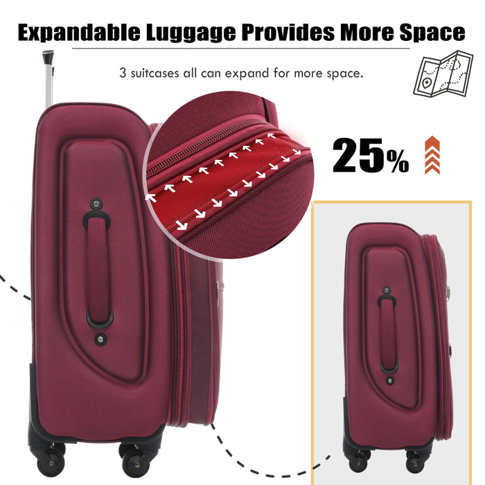 Softside Luggage Expandable Set With Duffel Bag Upright Spinner
