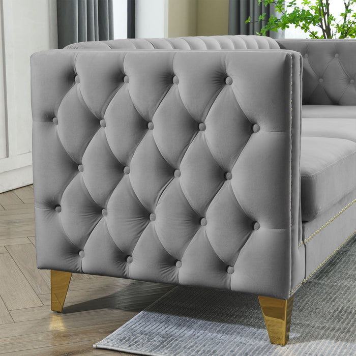 Modern Sofa With Button Tufting, Upholstered Couch For Living Room