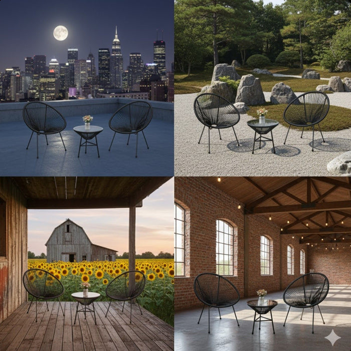 Acapulco Style 3 Piece Patio Bistro Set With Chairs