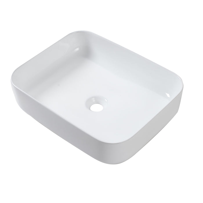 Rectangular Vessel Bathroom Sink, Modern - White