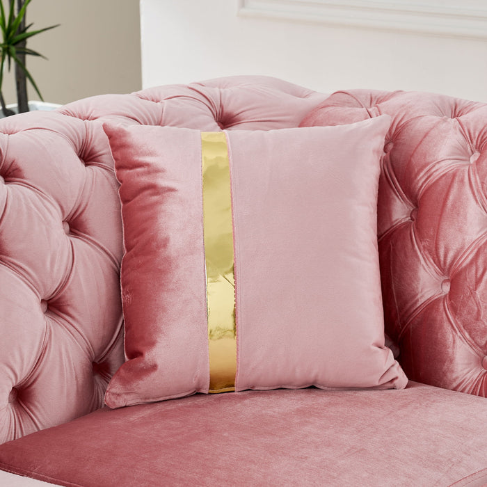 L Shaped Chesterfield Sectional Sofa With Stainless Steel Accents