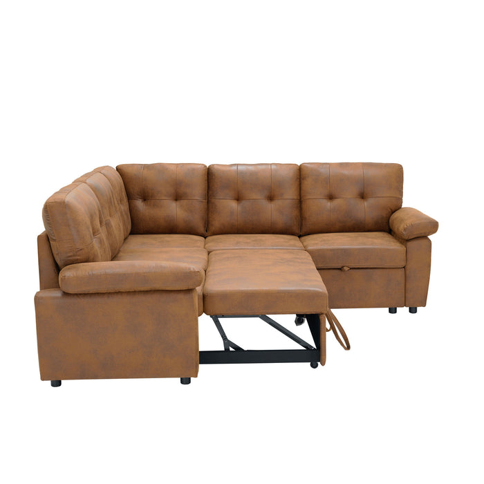 Convertible Sectional Sofa Bed With Pull Out Sleeper And Storage