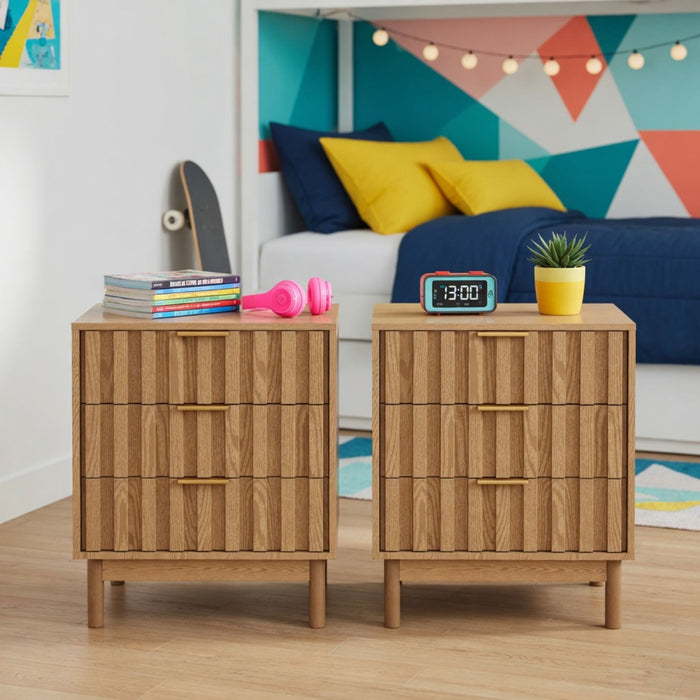 Fluted 3 Drawer Dresser