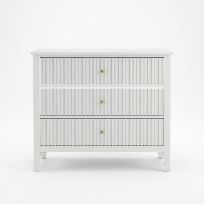 3 Drawer Nightstand, Wide With Soft Close Slides - White