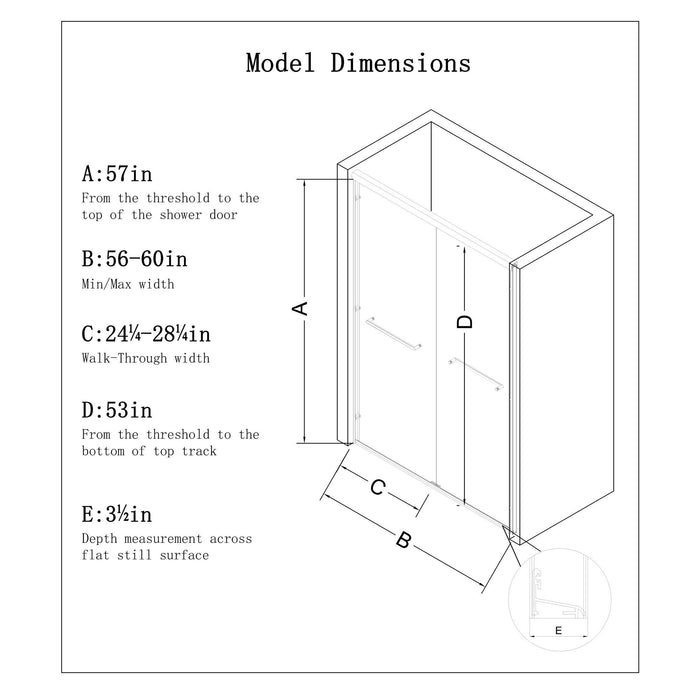 Aluminum Frame Double Double Soft Close Shower Door, Tempered Glass And Dual Stainless Steel Handles