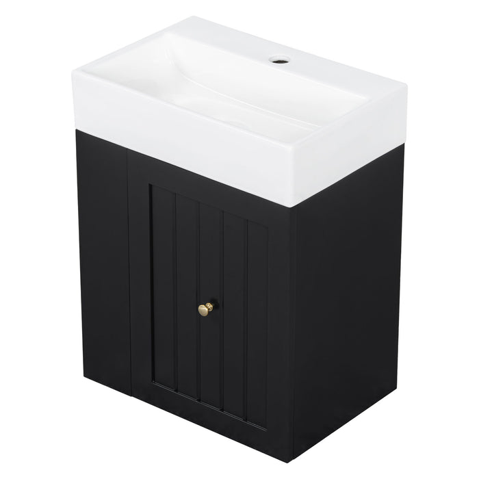 Modern Bathroom Vanity With Sink, Storage Cabinet, Drawer & Side Shelf